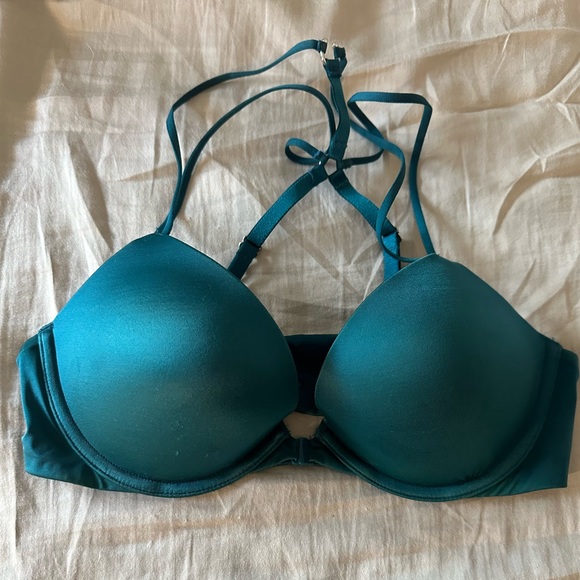 Victoria's Secret Blue Racer Back Front Closure Very Sexy Push Up Bra 34C - Picture 4 of 5